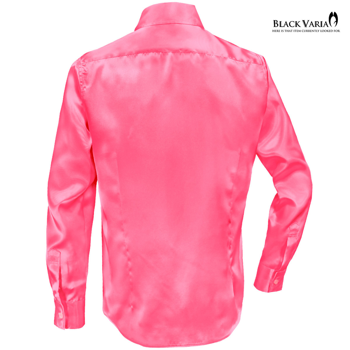  cat pohs possible *141405-pk BLACK VARIA lustre satin plain slim regular color dress shirt men's ( car i knee pink ) SS costume 