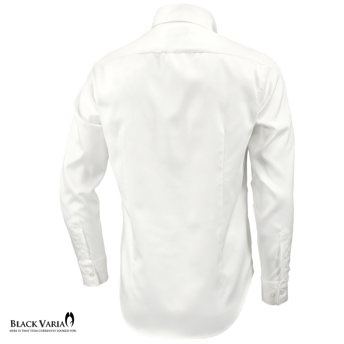 201355-wh BlackVaria 無地 ドゥエボットーニ パウダーサテン ドレスシャツ スナップダウン メンズ(ホワイト白) S きれいめ パーティー_画像3