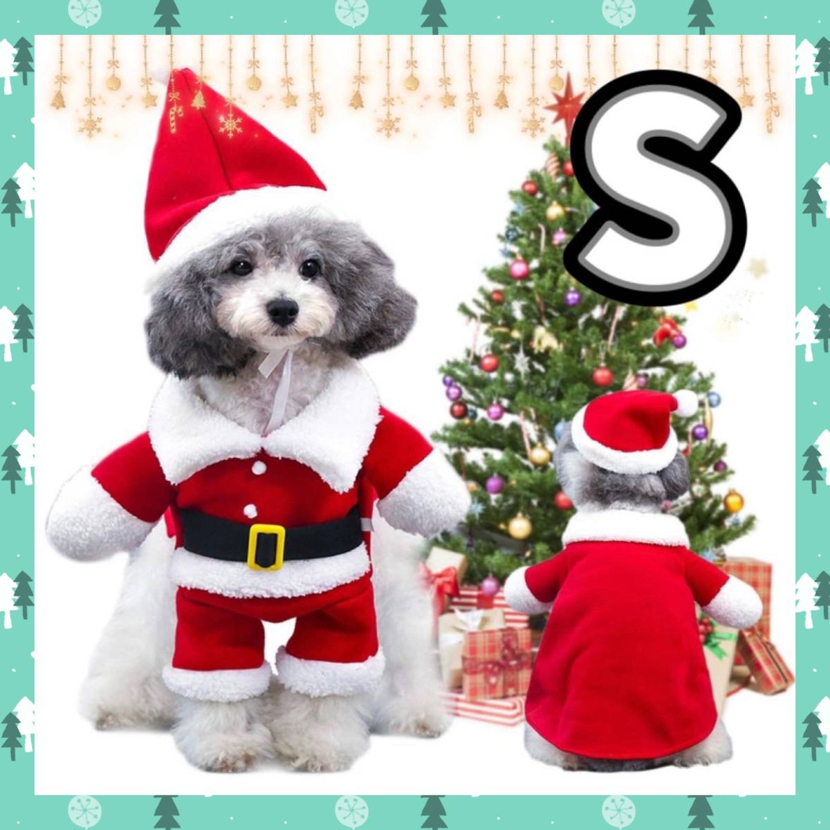 愛犬 クリスマス サンタ S 帽子付きコスチューム ペット 衣装 本格派