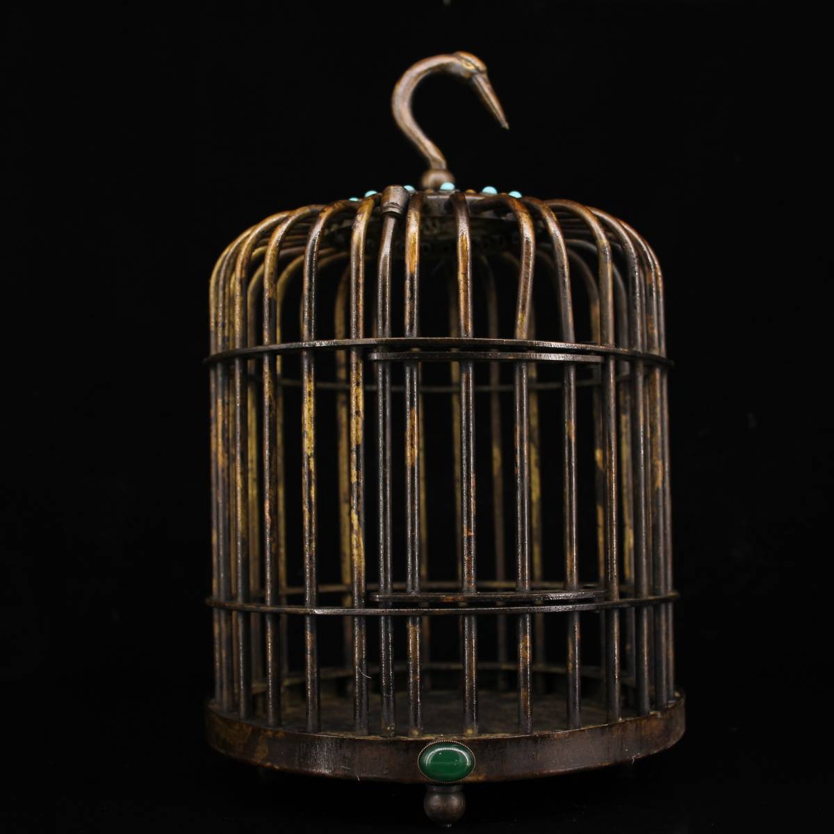 宝石をちりばめた鳥かごを手作りした純銅コレクション 古董品 古美術 古賞物 極細工 中国古玩 擺件 骨董 古置物 古美味