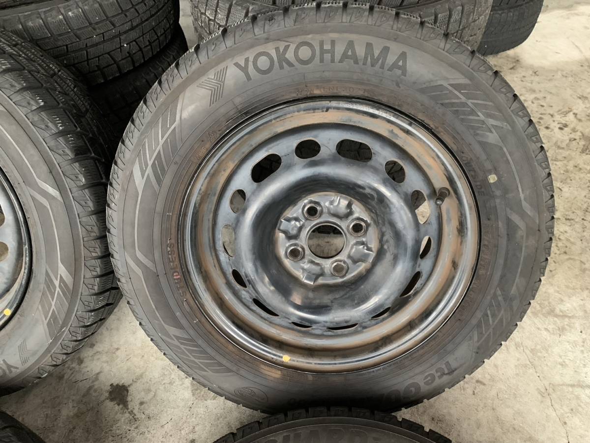 タイヤ交換可能 195/65R15 YOKOHAMA Ice Guard iG60 6mm 21年製 15x6J PCD100 4穴 スタッドレスタイヤ 鉄ホイール付き 4本_画像3