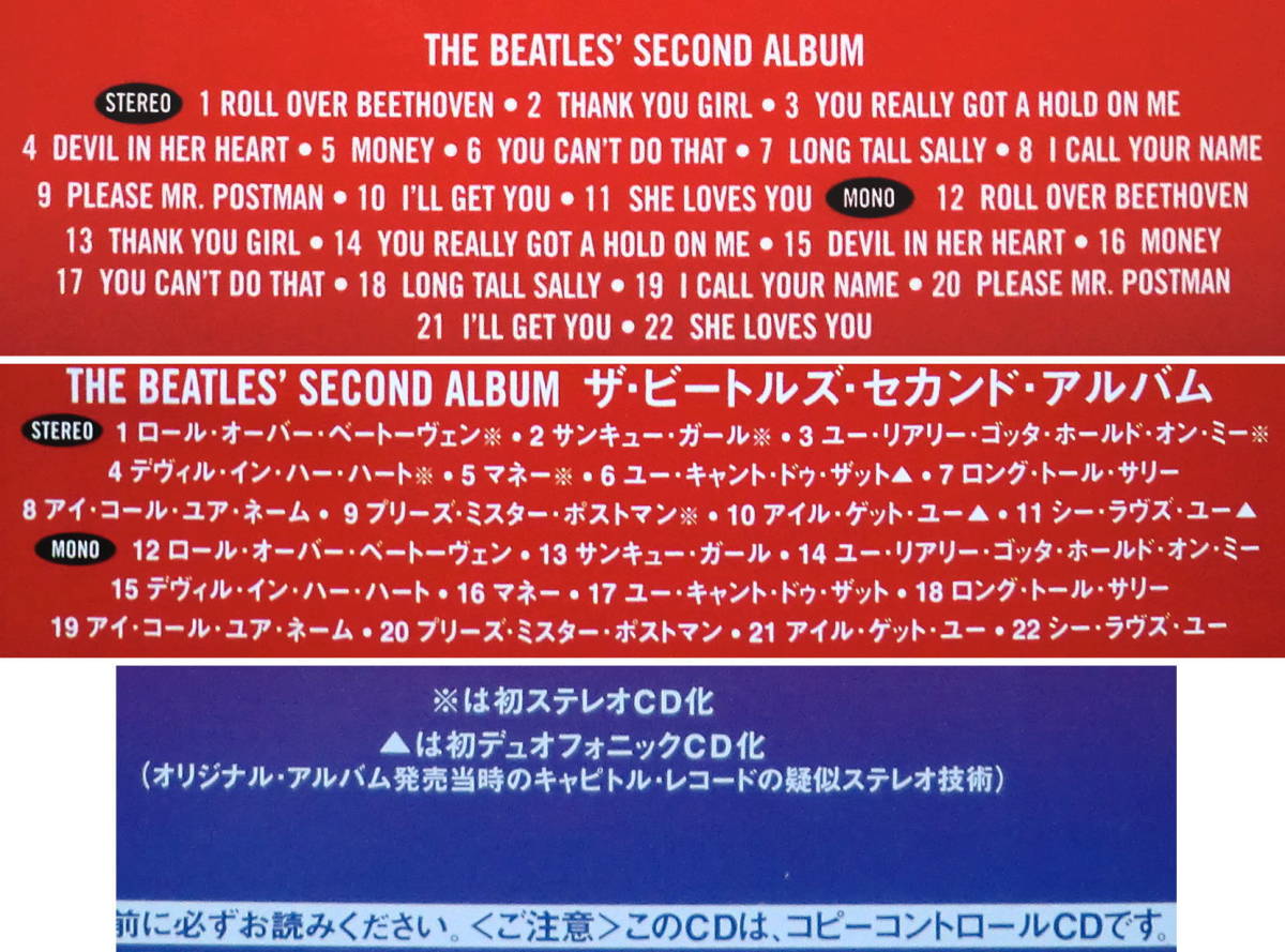 【2点で送料無料】CD ビートルズ The Beatles Second Album US仕様 日本盤Capitol Boxのバラ1点 ステレオ＋モノラル 歌詞カード無し_【これは参考掲載】収録内容