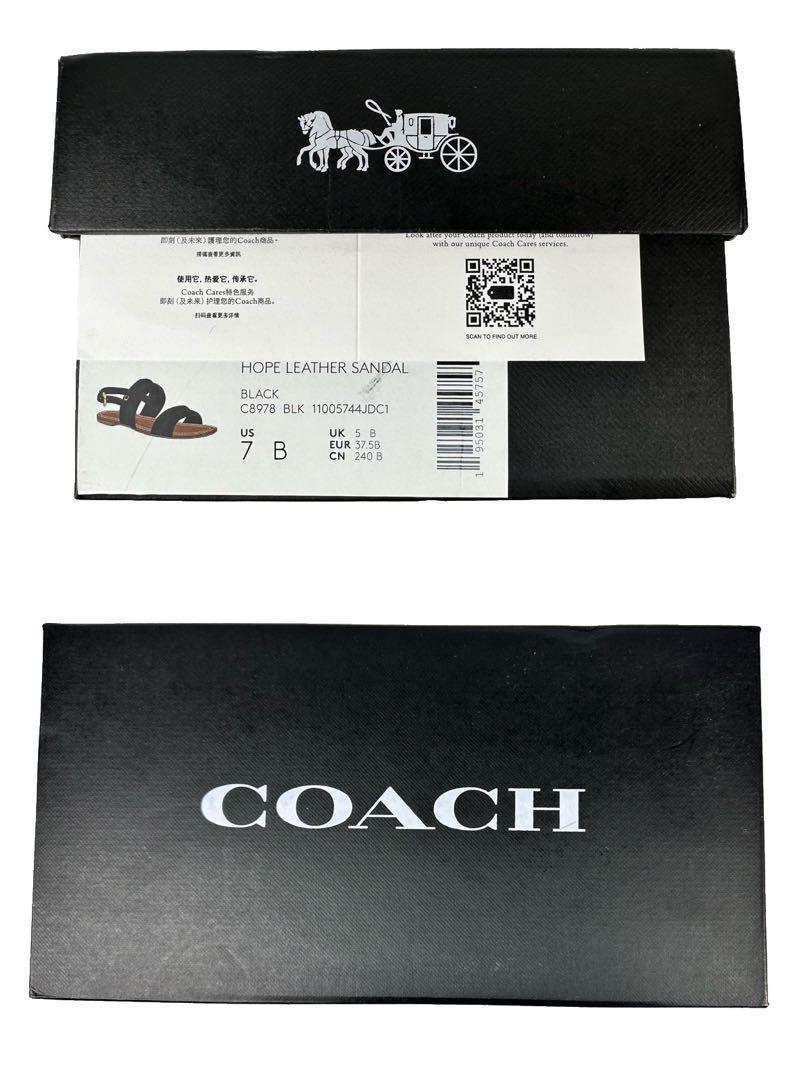 コーチ COACH ストラップサンダル ブラック7B約24cm 黒レザー 茶 金具ゴールド ローヒール レディース ウィメンズ ぺったんこサンダル_画像10