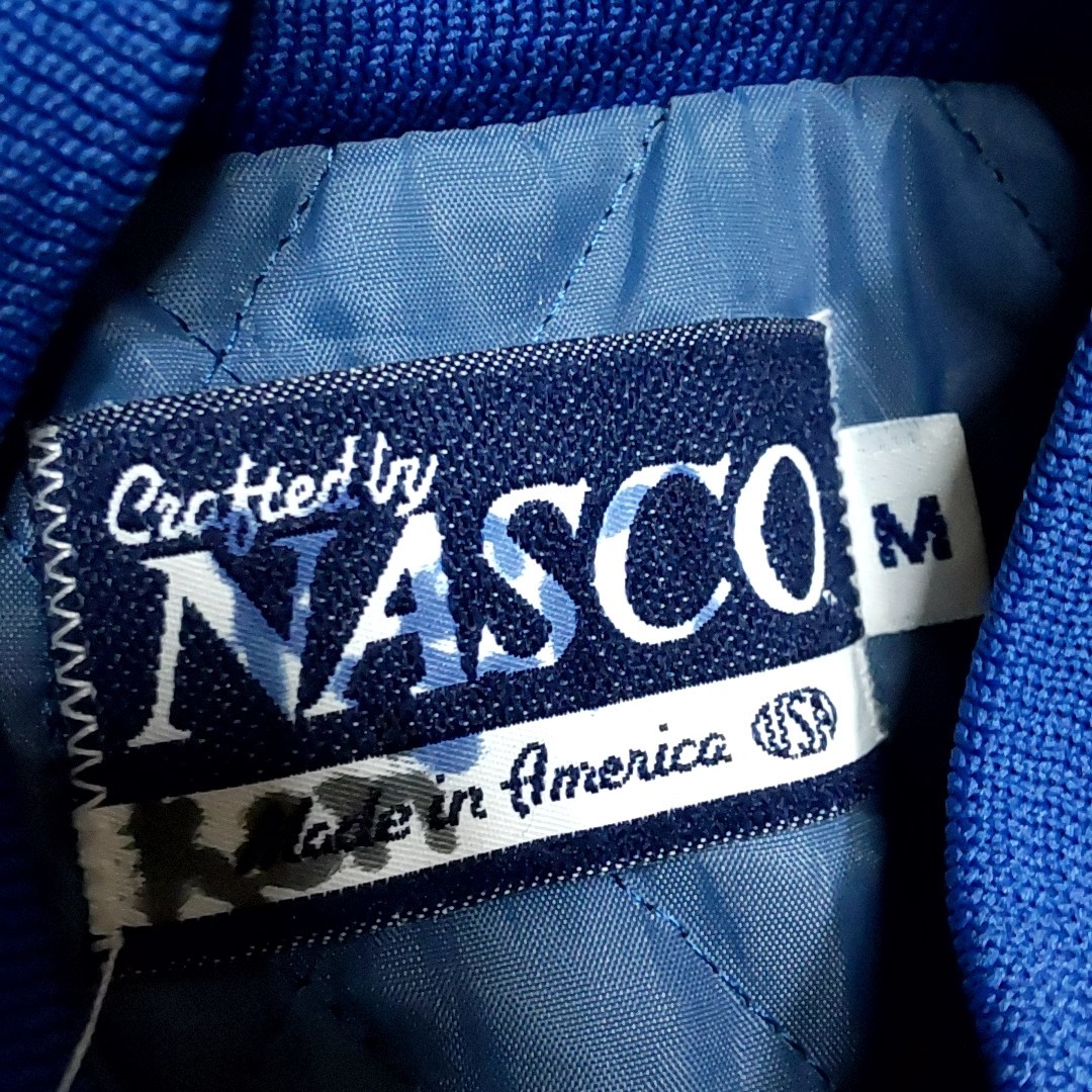 B8 USA製 NASCO 青色 M 中綿 ナイロン スタジャン ジャケット スタジアムジャンパー アウター カレッジ ビンテージ アメリカ 古着 メンズ_画像5