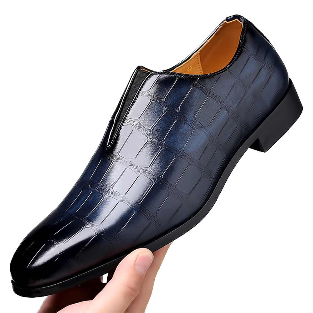 キッソス（ＫＩＳＳＯＳ） メンズ ビジネス シューズ エンボス 紳士靴 ドレス ドライビング 通勤 パーティー 履きやすい (ブルー, 27.0 cm)_画像1