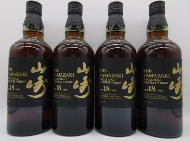 [福岡県内限定発送] 未開栓 サントリー 山崎18年 シングルモルトウイスキー 700ml 43% 4本セット 正規品保証 送料無料_画像3