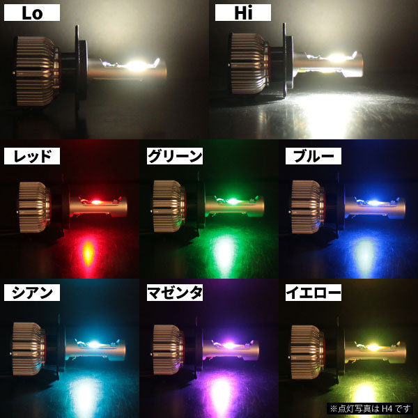 【1円～】 RGBヘッドライト LEDバルブ 【H8】 COB スマホコントロール アプリ HappyLighting_画像2
