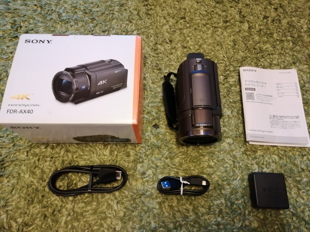 ソニー SONY ハンディカム Handycam ビデオカメラ FDR-AX40 4K 64GB ブロンズブラウン 箱付き 説明書付き 中古 卒業式や入学式に♪