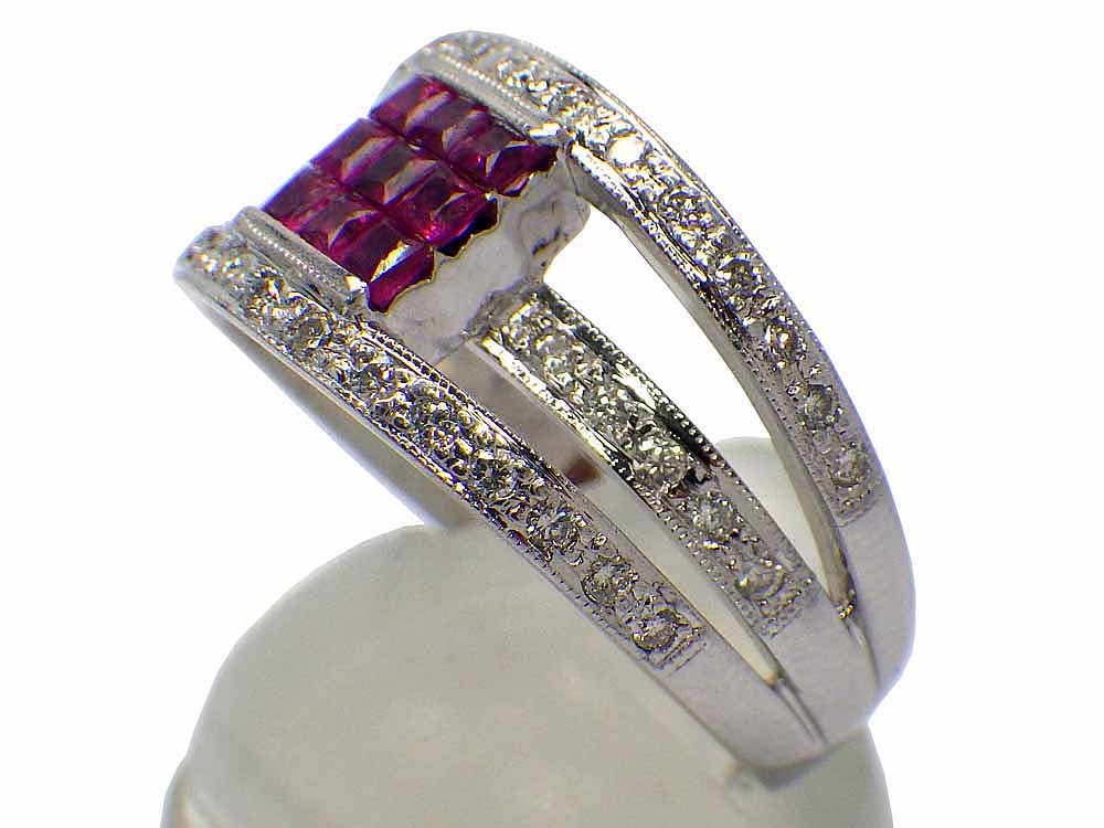 ルビー ダイヤモンドリング K18(WG)5.5g 10号 Jewelry Ruby0.53ct Dia0.27ct Ring