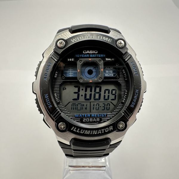 H112-SK1-341 ◎ CASIO カシオ スポーツギア AF-2000W 3199 クォーツ デジタル ワールドタイム メンズ 腕時計 約40mm 稼働 ①_画像2