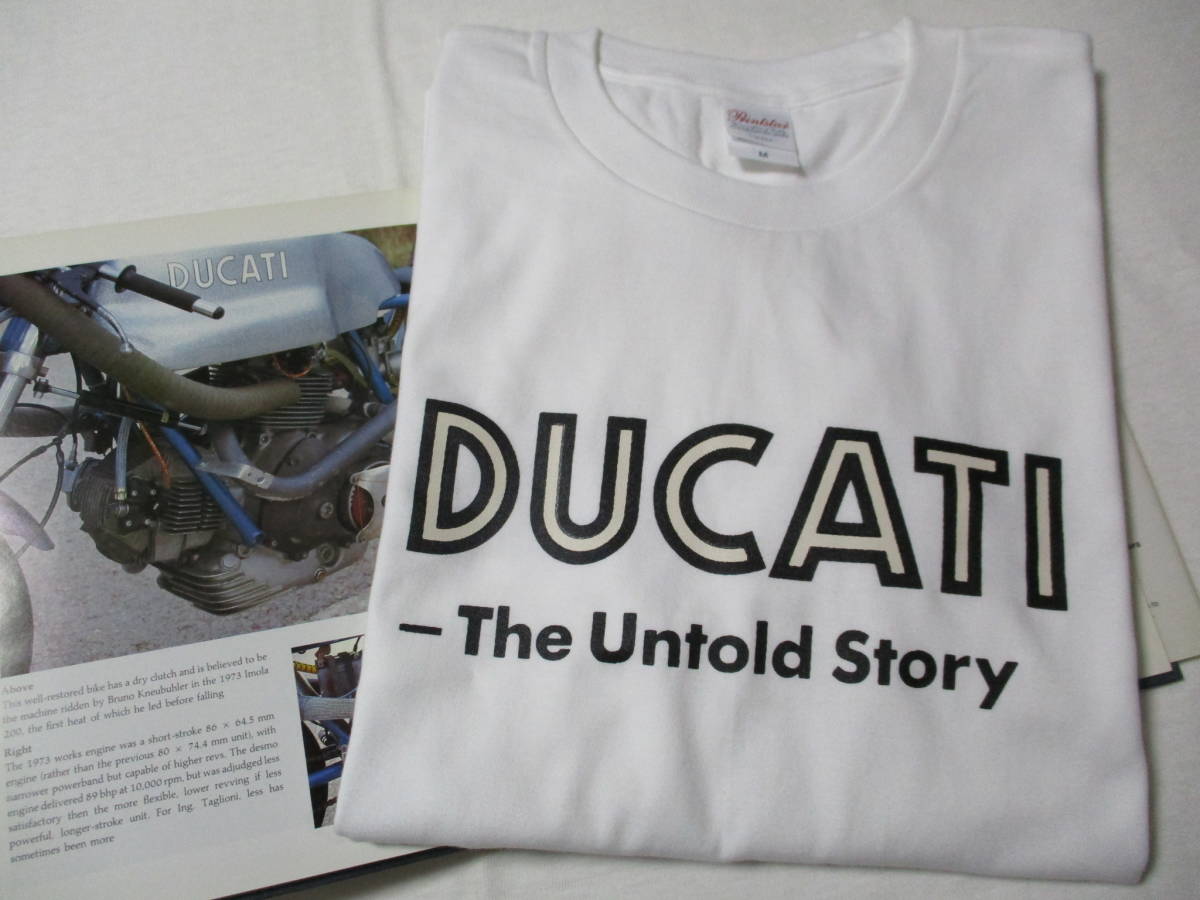 【DUCATI ビンテージロゴ ロンT】希少 ◎◎ホワイト 長袖Tシャツ 新品 M寸 L寸　検/ドカティ デスモ _写真はImola200出走のファクトリーレーサー