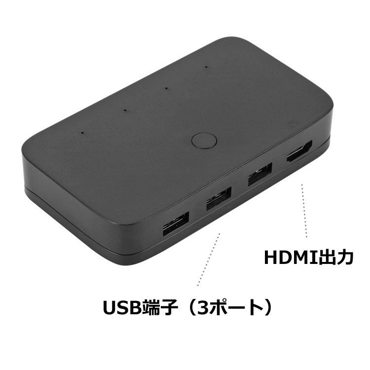 HDMI KVM切替器 HDMI4入力1出力 セレクタ―　USB2.0 3ポート KVMスイッチ USB機器共有 キーボード マウスなど 4Kx2K@30Hz_画像4