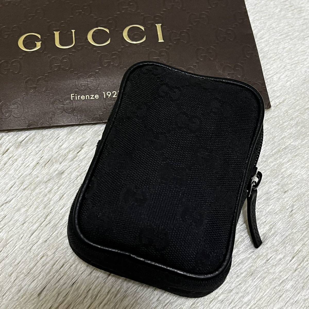 568 GUCCI グッチ シガレットケース GGキャンバス タバコ コスメポーチ 小物入れ メンズ レディース ユニセックス ブラック 黒_画像2