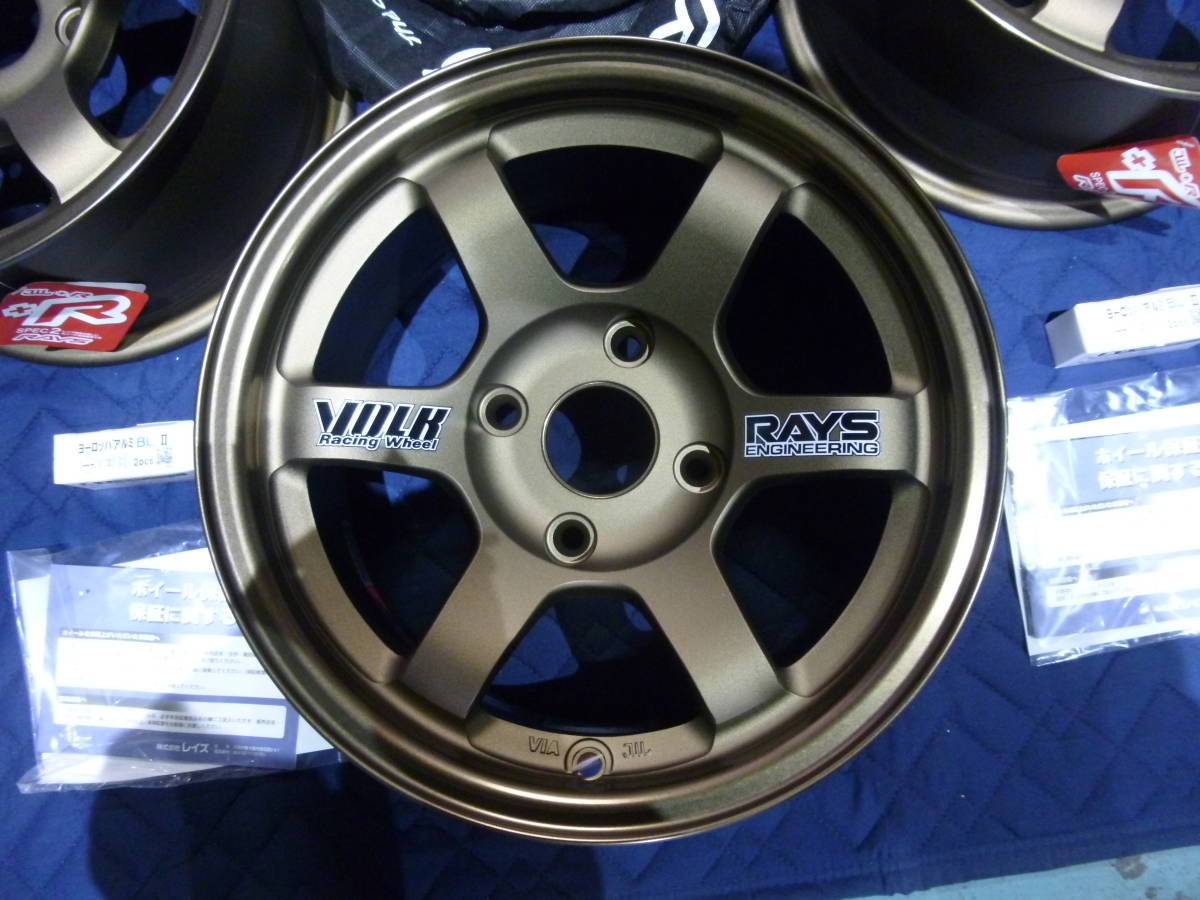 35.新品 廃盤 RAYS VolkRacing レイズ ボルクレーシング TE37 14インチ 7J オフセット0 PCD114.3 4H ブロンズ 4本セット AE86等 旧車_画像4