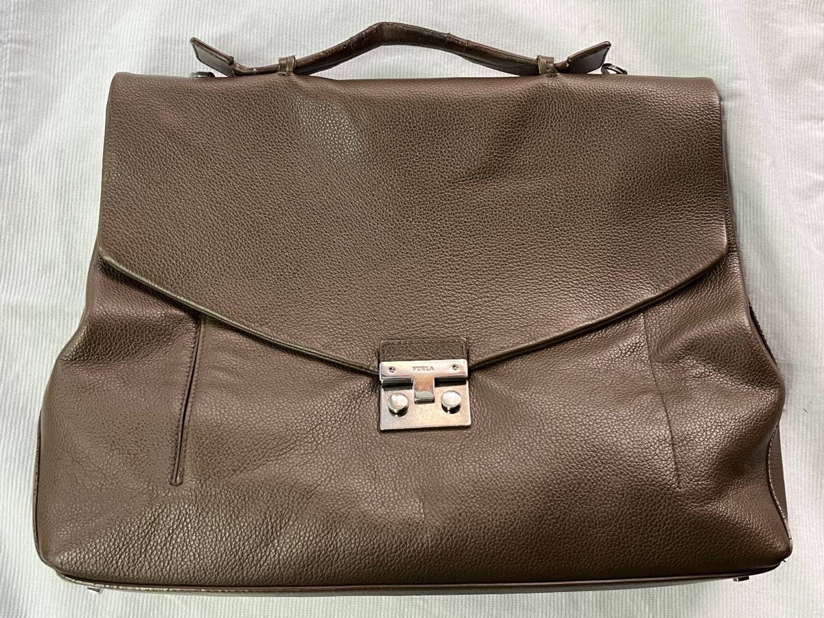 送料無料 中古 フルラ FURLA メンズ ビジネスバッグ ブラウン 2way A4