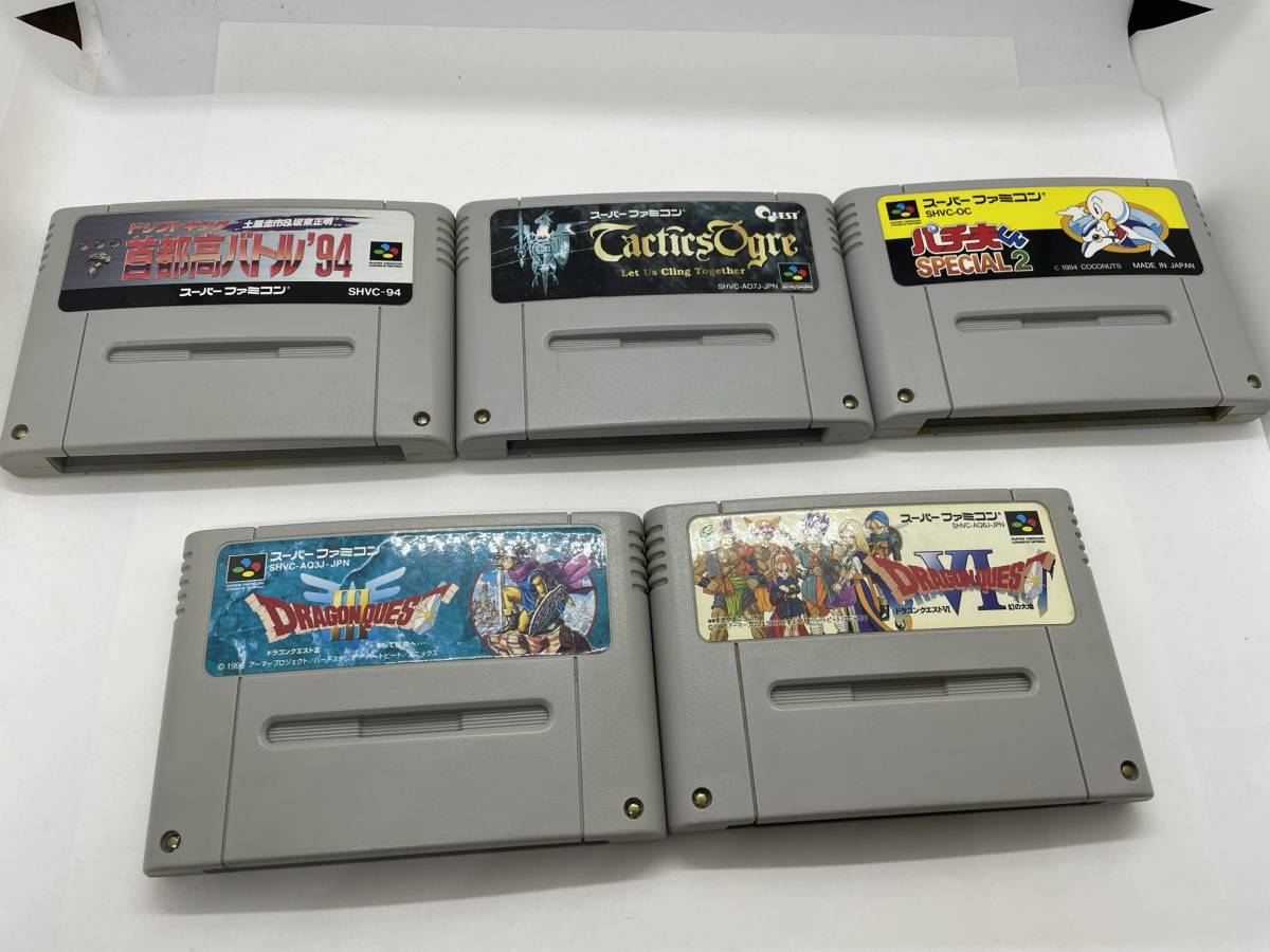 【中古】SFCソフト5本セット タクティクスオウガ ドラゴンクエスト3,6 首都高バトル94 パチ夫くん2【ソフトのみ】_画像1