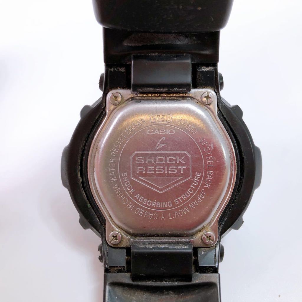 34【中古】CASIO G-SHOCK G-300 メンズ腕時計 ブラック 文字盤レッド デジアナ クオーツ G−スパイク 動作確認 訳あり 現状品_画像8