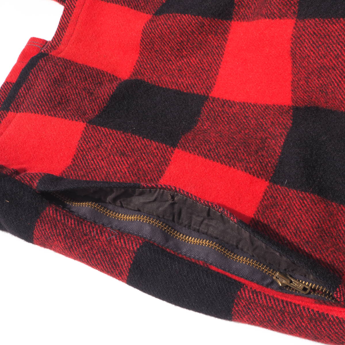 サイズ M 70s ビンテージ WOOLRICH ウールリッチ 赤黒 ブロックチェック ウールジャケット TALON_画像8