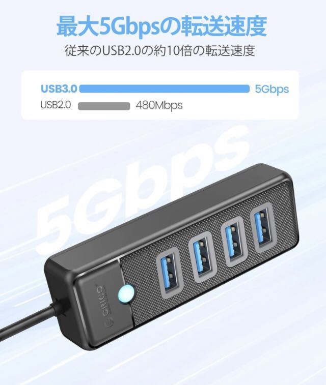 [ breaking the seal only ]ORICO *USB hub USB3.0 4 port hub bus power light weight 5Gbps high speed transfer Note PC correspondence Mac OS/Windows/Android/Linux correspondence 