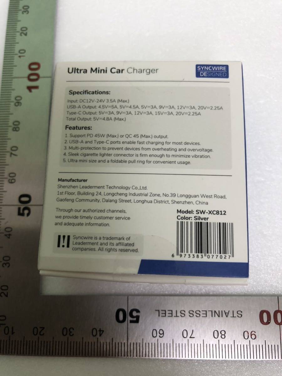 【開封のみ】Syncwire ★シガーソケット USB & USB C カーチャージャー 2ポート【PPS 25W対応 PD 30W QC3.0/超急速充電_画像9