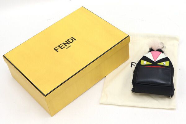  Fendi bag charm bag bagz Monstar backpack motif 7AR457 black multicolor nylon 