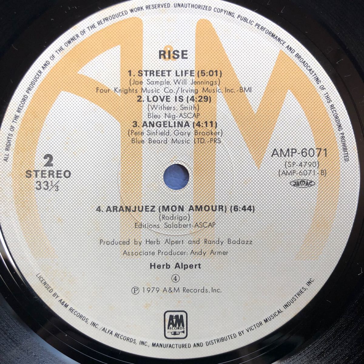 ハーブ・アルパート Herb Alpert Rise ジャズ jazz フュージョン LP レコード 5点以上落札で送料無料Vの画像5