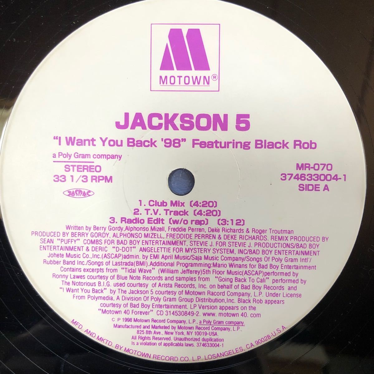 JACSON5 ジャクソンズ I Want You Back ’98 Featuring Black Rob 12インチ LP レコード 5点以上落札で送料無料Vの画像2