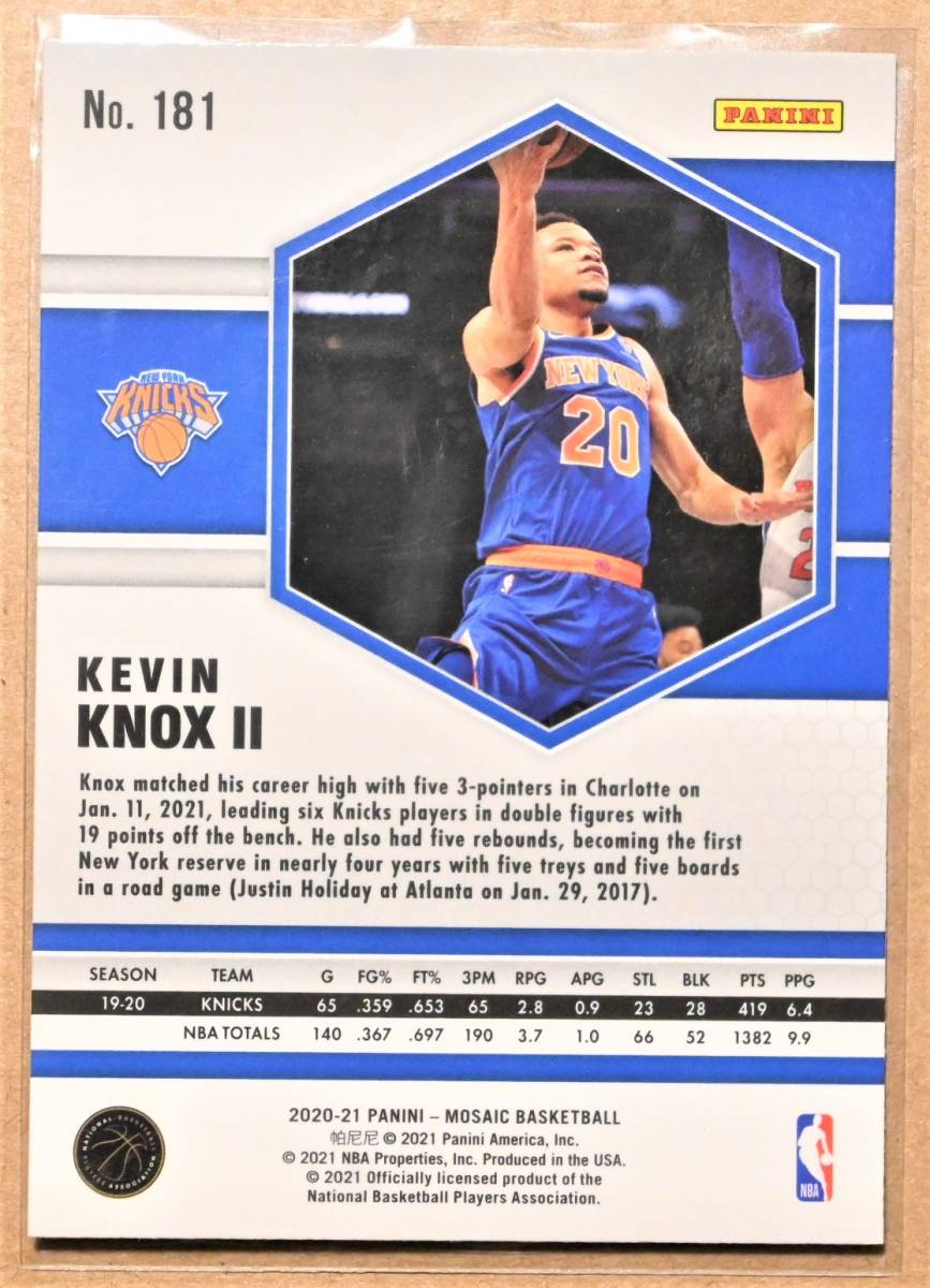 KEVIN KNOX Ⅱ (ケビン・ノックス) 2020-21 MOSAIC トレーディングカード 【NBA,ニューヨークニックス,NEW YORK KNICKS】_画像2