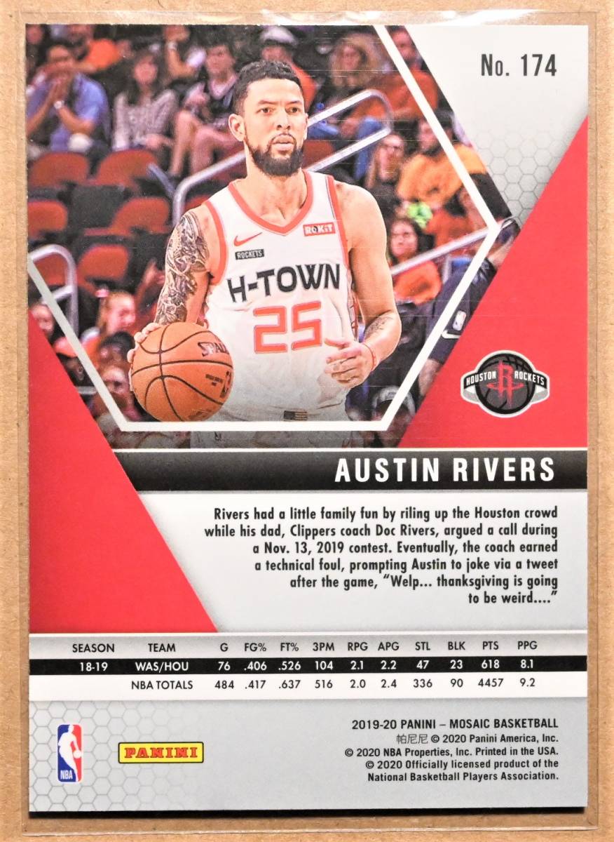 AUSTIN RIVERS (オースティン・リバース) 2019-20 MOSAIC トレーディングカード 174 【NBA,ヒューストンロケッツ,HOUSTON ROCKETS】_画像2