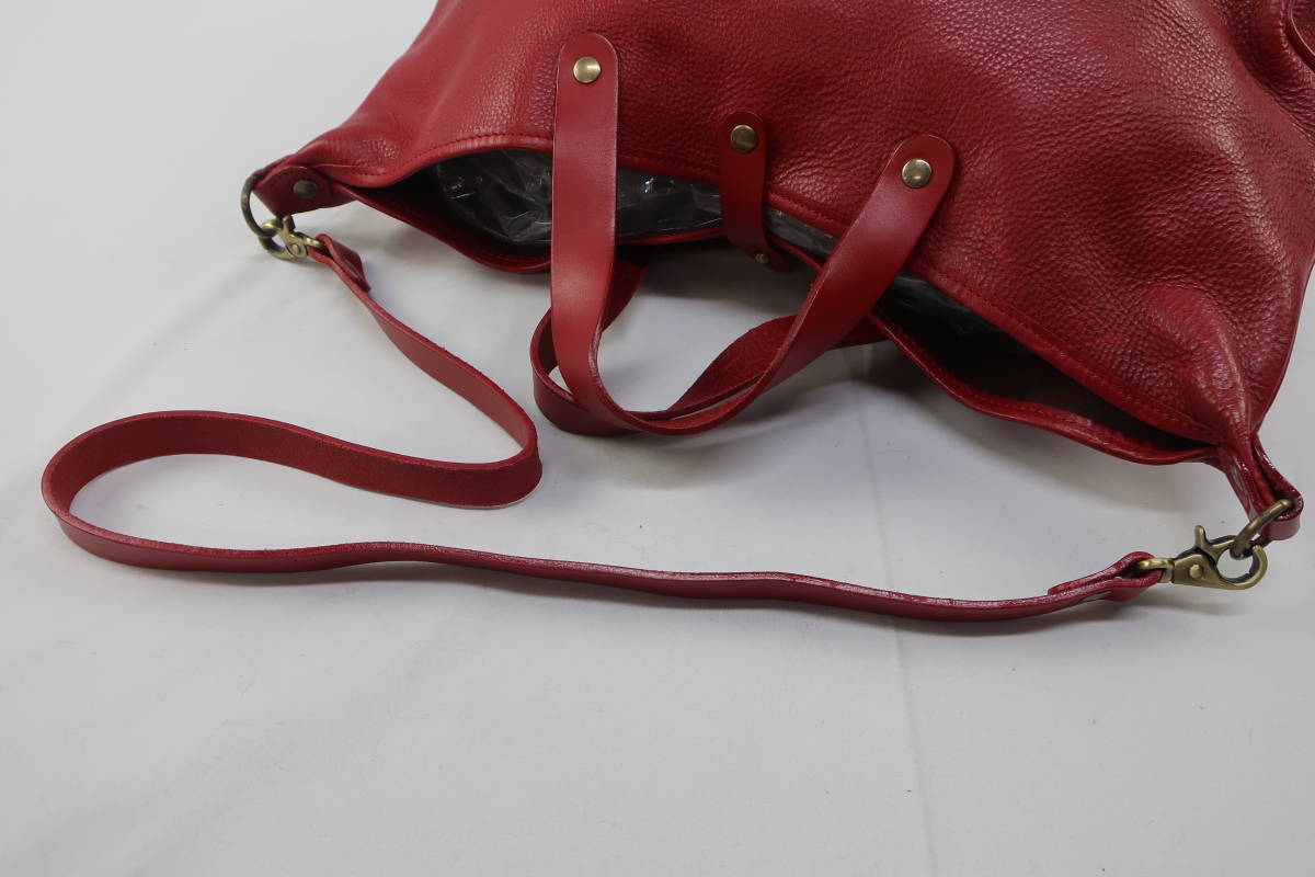 【送900円】　6342　CIVA　チーバ　2Way　トートバッグ　ハンドバッグ　ショルダーバッグ　鞄　赤　イタリア製_画像6