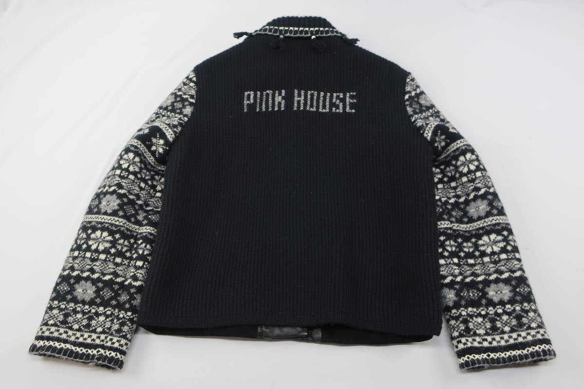 【送900円】　6632　PINKHOUSE　ピンクハウス　ジャケット　アウター　上着　ブラック　レザー×ニット　豚革　サイズ不明_画像10