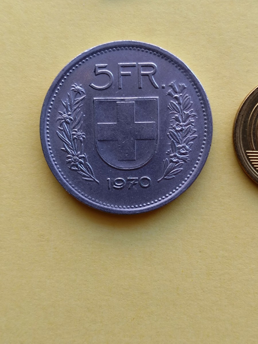 外国コイン　スイス　(Rー６７４)　５フラン硬貨　１９７０年_画像8