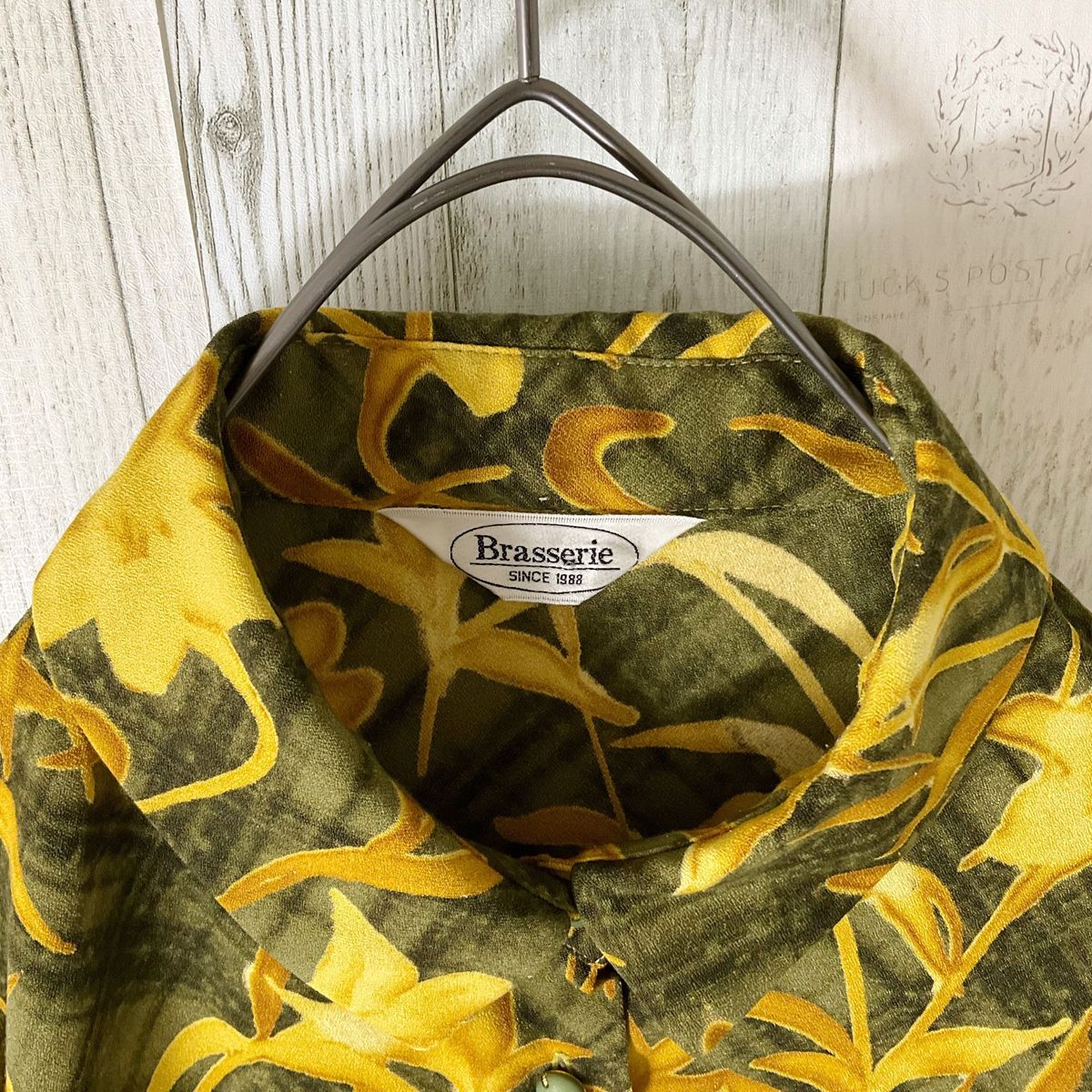 柄シャツ レディース 長袖 L 黄色 古着 総柄 花柄 ヴィンテージ 柄シャツ レディース 長袖 L 黄色 古着 総柄 花柄 ヴィンテージ