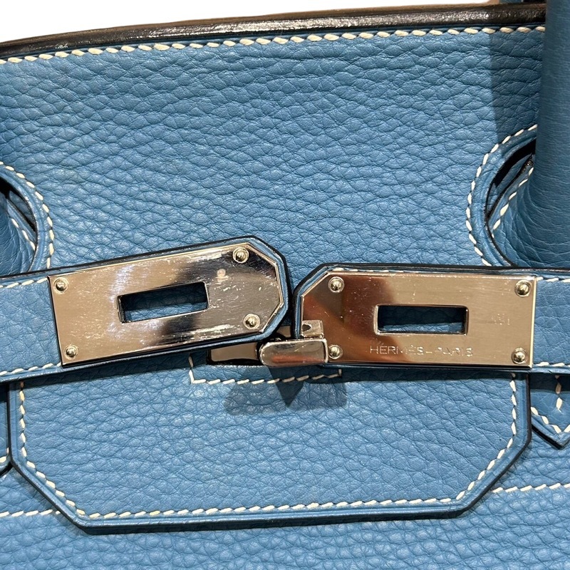 エルメス HERMES ショルダーバーキン □I刻印 ブルージーン/SV金具 トリヨンクレマンス ハンドバッグ レディース 中古_画像6