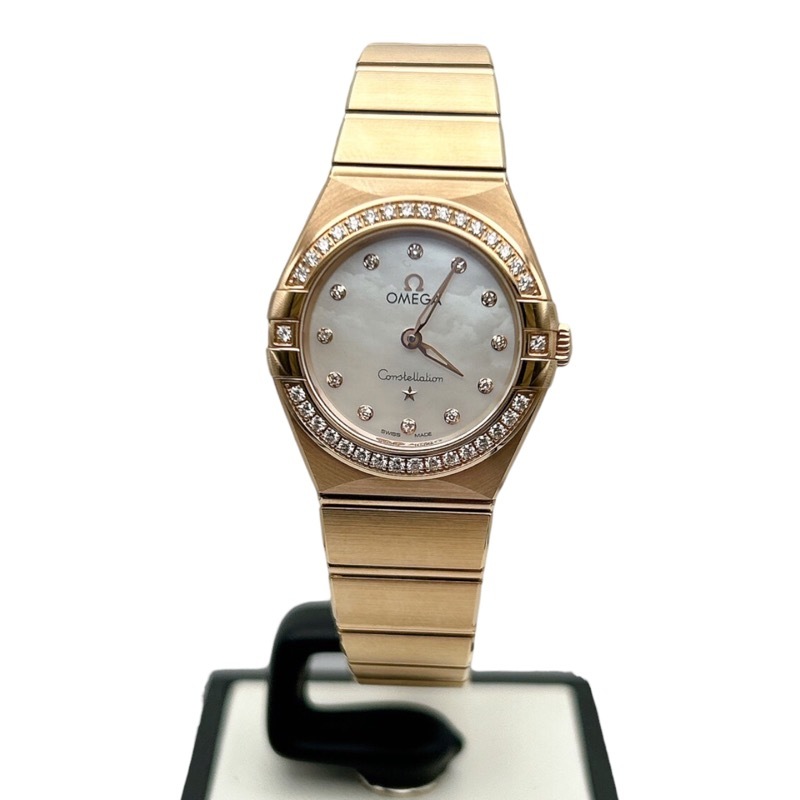  Omega OMEGA Constellation white shell 131.55.25.60.55.001 K18 pink gold wristwatch lady's used 