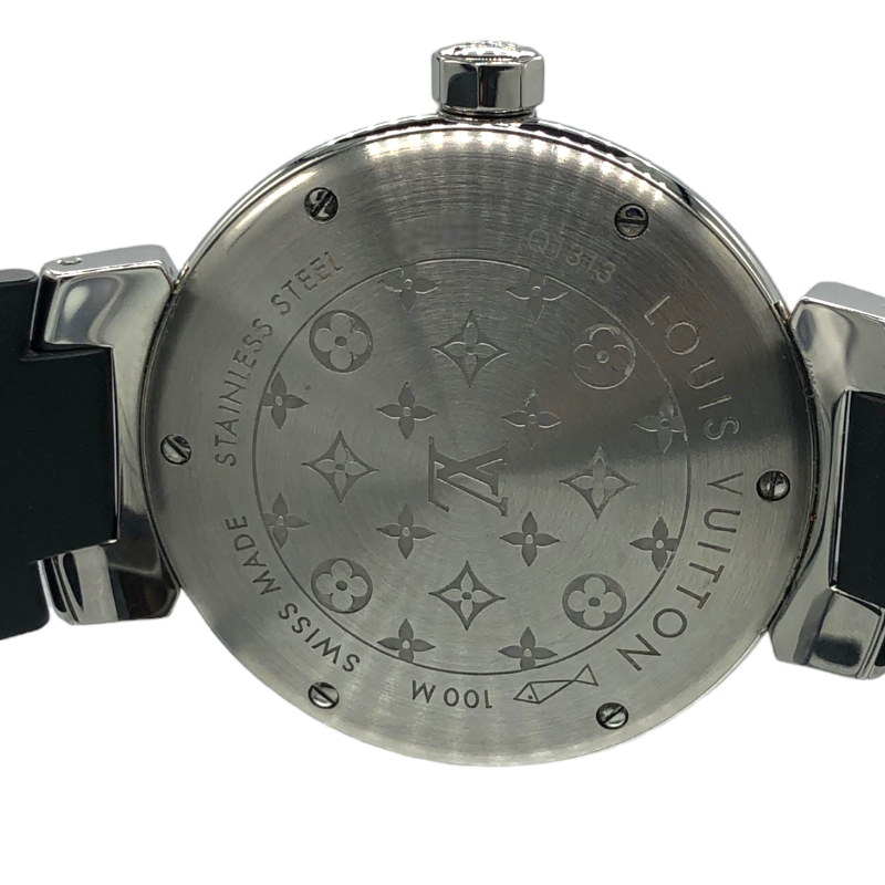 ルイ・ヴィトン LOUIS VUITTON タンブール ホログラム Q1313 シルバー SS/ラバーベルト 腕時計 レディース 中古_画像5