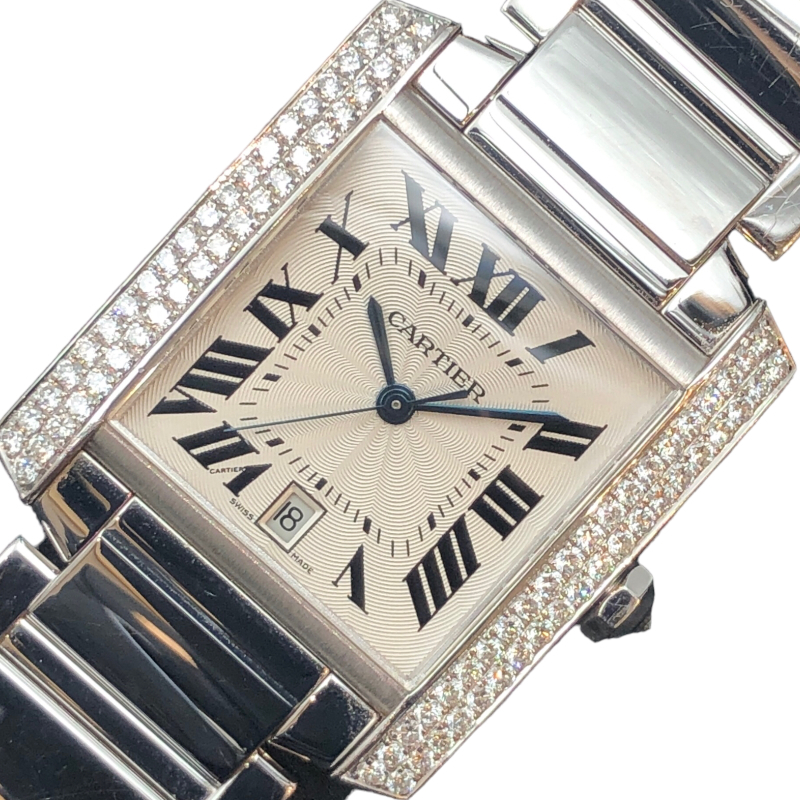 カルティエ Cartier タンク フランセーズ LM WE1003S3 シルバー K18ホワイトゴールド、ダイヤモンド 腕時計 メンズ 中古_画像1