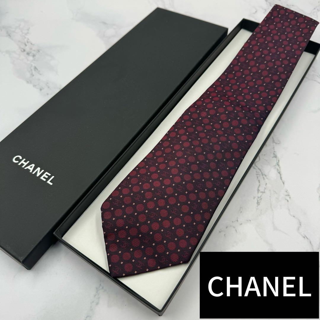 極美品 送料無料 CHANEL シャネル ネクタイ 高級シルク ココマーク