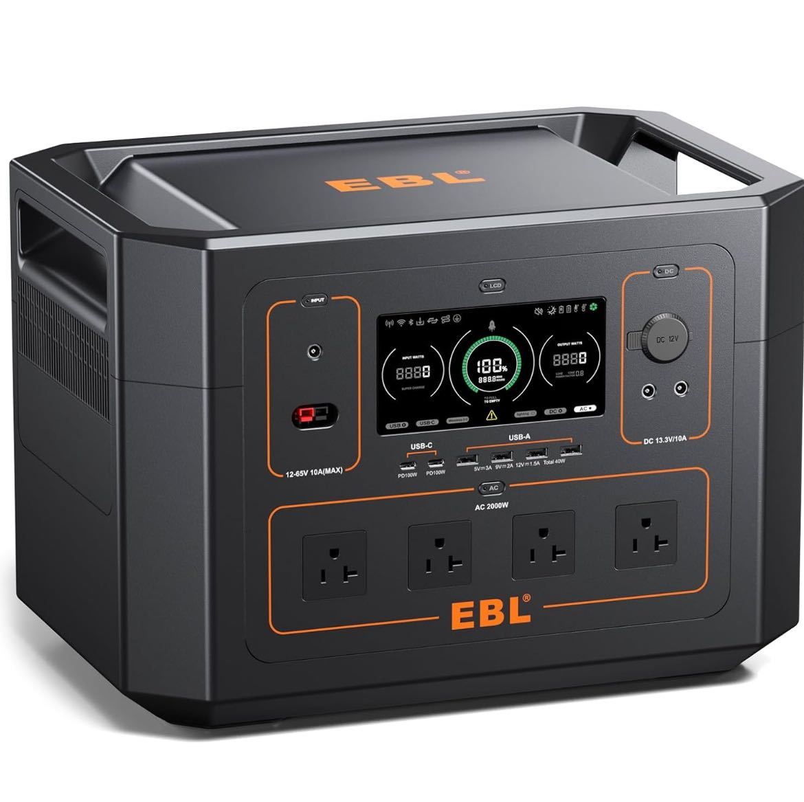 EBL ポータブル電源 2000W リン酸鉄 2096.64Wh/44800mAh AC高出力(2000W 瞬間最大4000W)_画像1