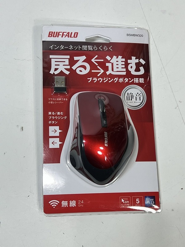 未使用 BUFFALO バッファロー 無線 ワイヤレス マウス レッド BSMBW325RD R510_画像1