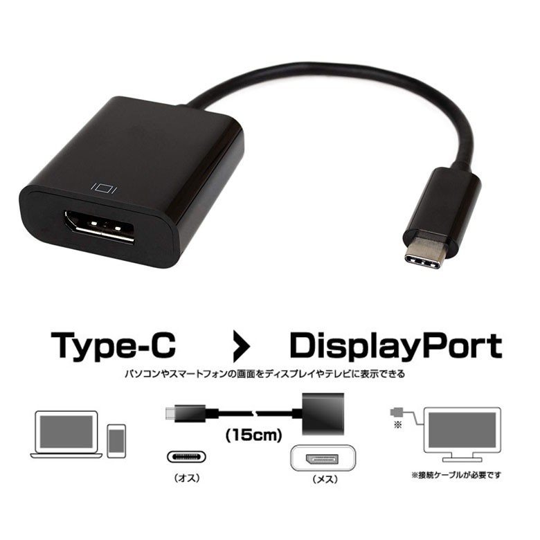 USB Type-C 映像変換アダプタ DisplayPort 15cm 新品_画像1