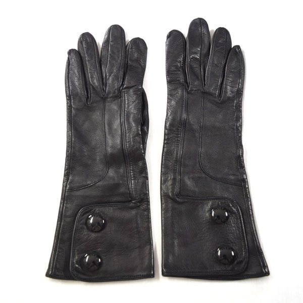 ■ ルイヴィトン レザー グローブ ブラック 手袋 Mサイズ 羊革 (0990009963)