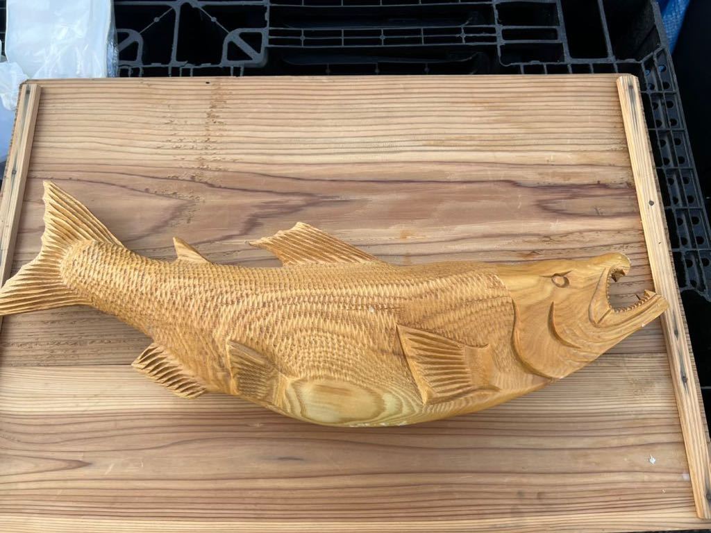 木彫り魚 鮭 サケ_画像1