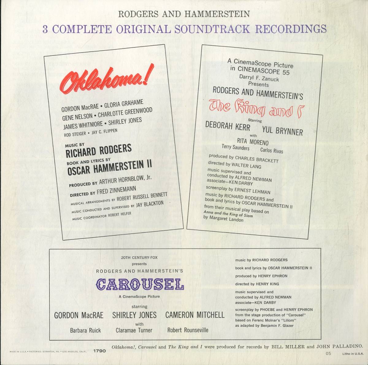 A00532952/●LP3枚組ボックス/ロジャース&ハマースタイン「The Rodgers And Hammerstein Deluxe Set - Oklahoma! / Carousel / The King A_画像2
