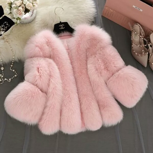  原文:**超かわいい　ピンクコート 高級毛皮 レディース アウター 冬物　サイズｍ