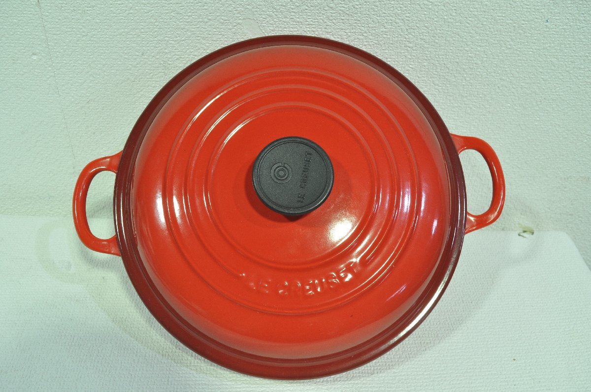 【1円スタート】埼玉発 ル・クルーゼ Le Creuset シグニチャー ココット・ロンド 32cm 赤　 S MM_画像5