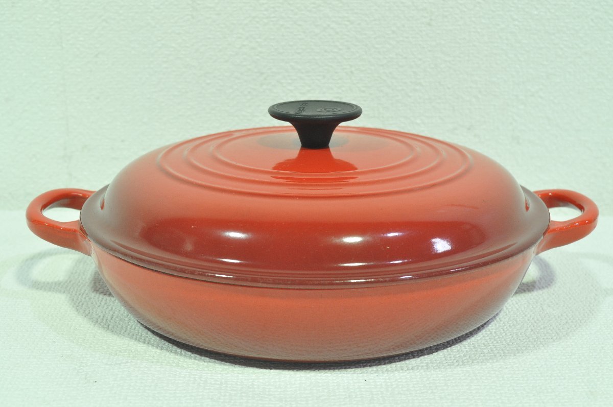 【1円スタート】埼玉発 ル・クルーゼ Le Creuset シグニチャー ココット・ロンド 32cm 赤　 S MM_画像3