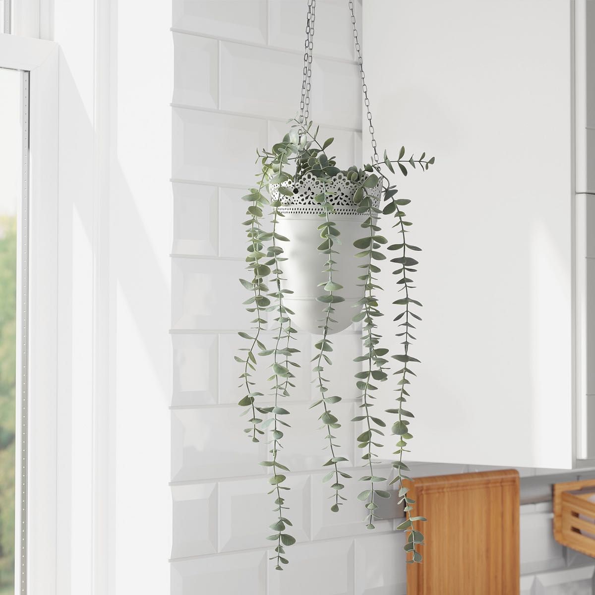 【新品】IKEA イケア フェイクグリーン［吊り下げ+鉢3個］ フェイカ ユーカリ ハーブ 人工観葉植物 造花