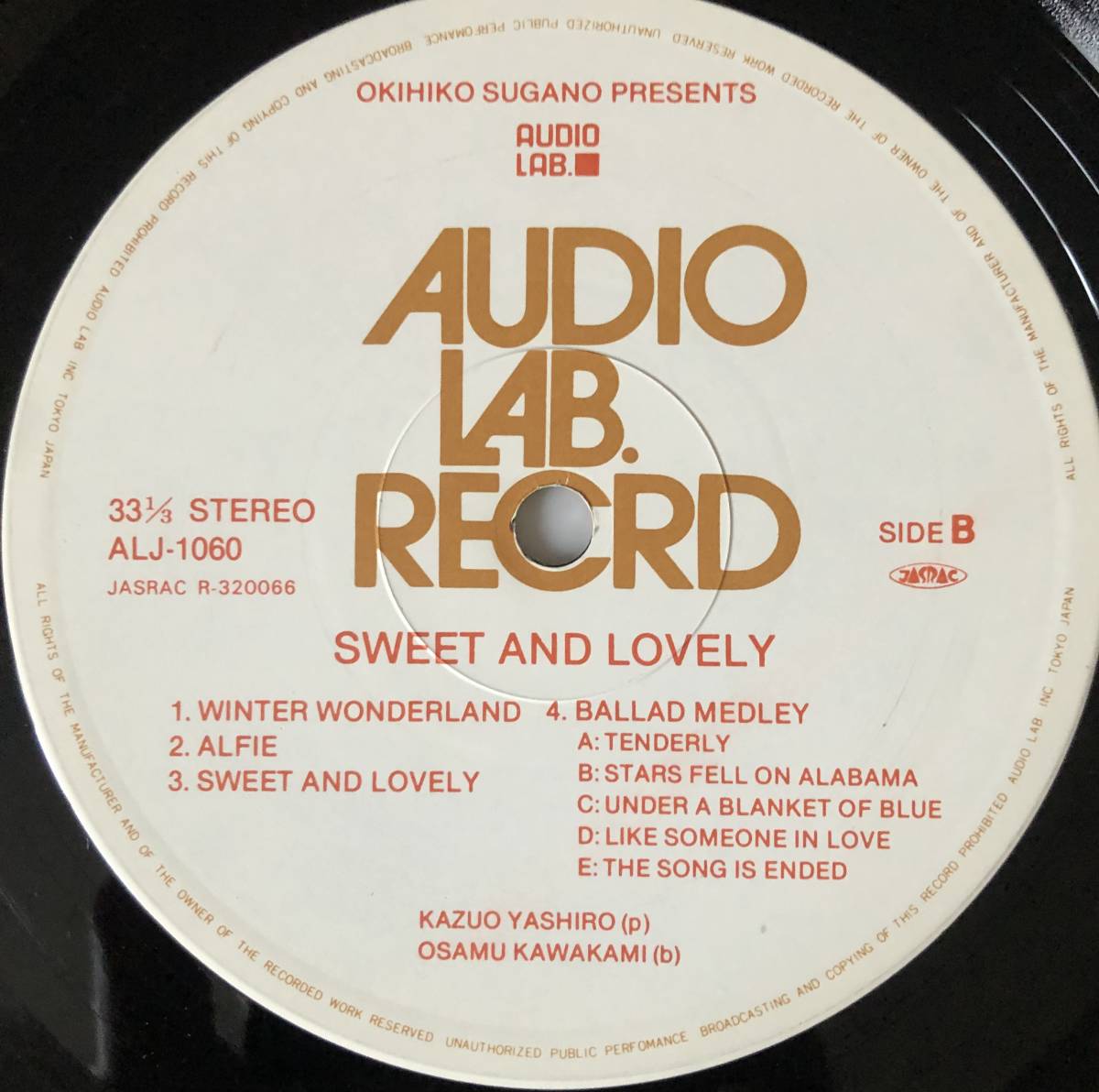 美盤 八城一夫 / SWEET AND LOVELY スイート・アンド・ラブリー LP レコード ALJ-1060 AUDIO LAB 菅野沖彦_画像3