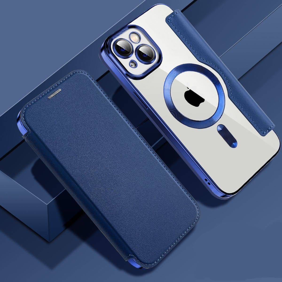 iPhone 13 レザーケース アイフォン13 クリアケース iPhone13 カバー 透明 カード収納 MagSafe充電 手帳型 ブルー_画像7